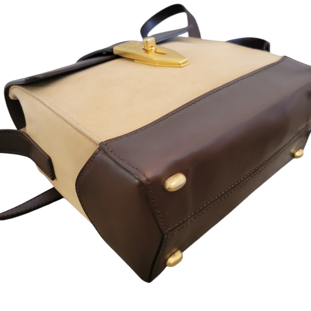 Celine Canvaa Leather Brown Cream Crossbody Bag - Picture 12 of 16